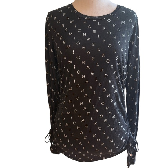 Michael Kors Black Ruched Long Sleeve Blouse - Picture 10 of 12